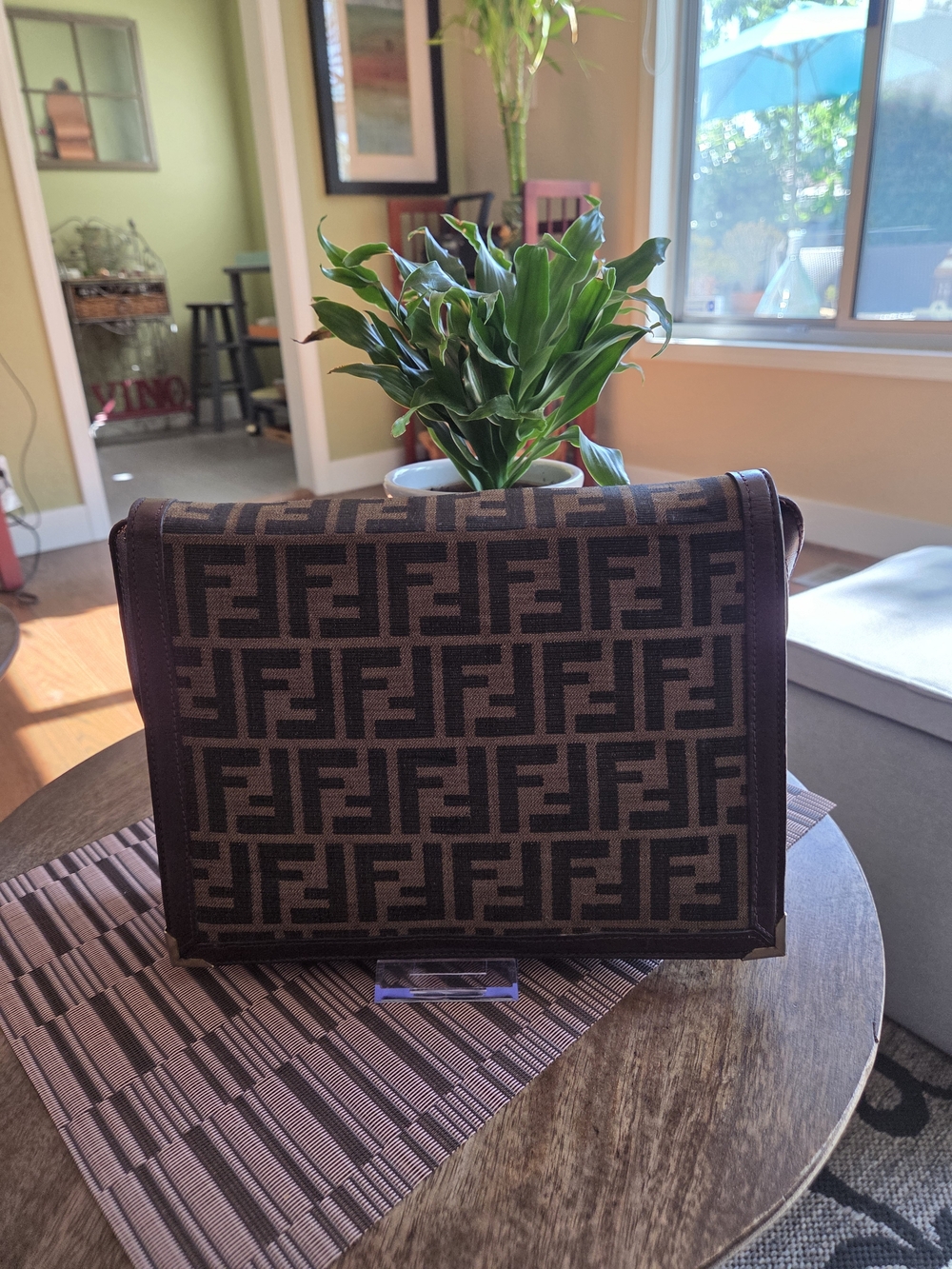 Vintage Fendi Brown ZUCCA FF Logo Canvas Crossbody Bag - Picture 2 of 11